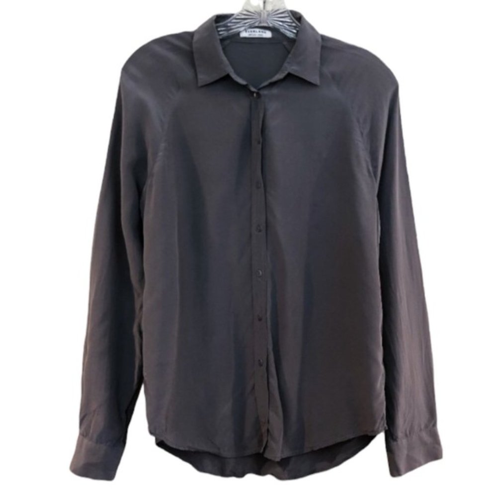 Everlane 100% Silk Gray Button Down Classic Modern Collared Shirt Small
